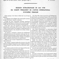 2679 - Page 2542 - Partie professionnelle, Hygiène, Assistance, Mutualité, Intérêts corporatifs, Variétés. Le logement-sanatorium [G. Lavalée]. La radioscopie systématique contrôlée par la clinique et la bactériologie, d’après les Docteurs L. Jullien. H. Sieur et M. Dutrey / Session extraordinaire de mai 1938 du comité permanent de l’office international d'hygiène publique [G. Lavalée]