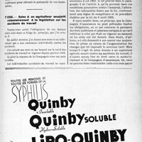 2692 - Page LXVII-2555 - Correspondance. Accidents du travail. Accident à un cultivateur aidant son voisin pour un battage / Soins à un agriculteur assujetti volontairement à la législation sur les accidents du travail
