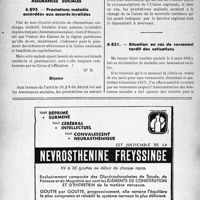 2693 - Page 2556-LXVIII - Correspondance. Accidents du travail. Soins à un agriculteur assujetti volontairement à la législation sur les accidents du travail / Assurances sociales. Prestations maladie accordées aux assurés invalides / Situation en cas de versement tardif des cotisations