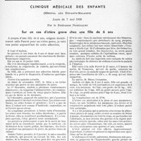 2710 - Page 2573 - Partie scientifique. Travaux originaux. Clinique médicale des enfants, (hôpital des enfants-malades), Leçon du 7 mai 1938 par le Professeur Nobécourt. Sur un cas d'ictère grave chez une fille de 6 ans
