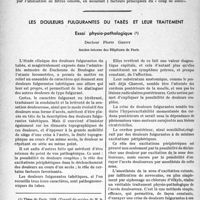 2723 - Page 2586 - Partie scientifique. Travaux originaux. L’action du soleil dans la production des cancers de la peau / Les douleurs fulgurantes du tabès et leur traitement. Essai physio-pathologique, Docteur Pierre Genty