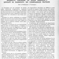 2778 - Page 2641 - Partie scientifique. Travaux originaux. Appendicite chronique ou lésion annexielle ?. Difficulté du diagnostic. Ses conséquences pratiques, par le Professeur J. Vanverts