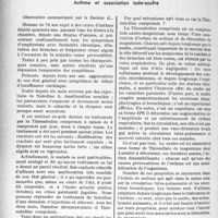 2803 - Page 2666 - Partie scientifique. L’actualité scientifique. Thérapeutique. Asthme et Association iode-soufre [J. Vergennes]