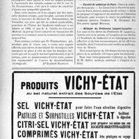 2837 - Page 2700-VIII - Congrès de Chirurgie / Dernières nouvelles. Faculté de médecine de Paris / Faculté de médecine de Paris / Médaille du Professeur Laignel-Lavastine