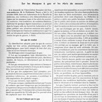 2867 - Page 2730 - Partie professionnelle, Hygiène, Assistance, Mutualité, Intérêts corporatifs, Variétés. La défense passive, Une conférence du Professeur Tanon (avec démonstrations pratiques). Sur les Masques à gaz et les Abris de secours [P. Lacroix]