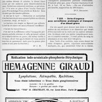 2876 - Page XLVII-2739 - Correspondance. Application des tarifs d'honoraires. a) Accidents du travail. Fracture compliquée du pouce traitée par broche et extension / Soins d'urgence avec surveillance prolongée et transport d’un blessé grave