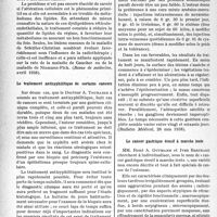 2907 - Page 2770 - Partie scientifique. L'actualité scientifique. La Presse. Réticulo-endothélioses lipoïdiques [(Revue de médecine, avril 1938)] / Le traitement antisyphilitique de certains cancers [(Bulletin Médical, 28 mai 1938)] / Le cancer gastrique érosif à marche lente [(Presse Médicale, 21 mai 1938)]