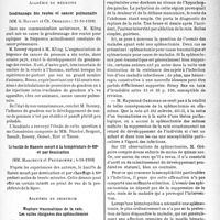 2908 - Page 2771 - Partie scientifique. L'actualité scientifique. Les Sociétés Savantes. Paris. Académie de médecine. Goudronnage des routes et cancer pulmonaire, (11-10-1938) / Le bacille de Hansen meurt à la température de 60° et par dessication, (4-10-1938) / Académie de chirurgie. Rupture traumatique de la rate. Les suites éloignées des splénectomies, (25-5-1938)