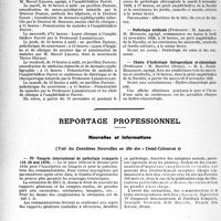 2935 - Page 2798 - Partie professionnelle, Hygiène, Assistance, Mutualité, Intérêts corporatifs, Variétés. Faculté de médecine de Paris. Enseignement et actes de la Faculté / Reportage professionnel. Nouvelles et Informations. IVe Congrès international de pathologie comparée (15 -20 mai 1939)