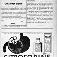 2944 - Page LXVII-2807 - Correspondance. Baux et locations. Prix limite des loyers / Durée et conditions de la prorogation des loyers