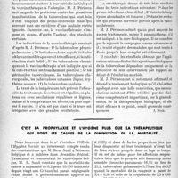 2961 - Page 2822 - Propos du jour. Du traitement de la tuberculose et en particulier de son traitement biologique [J. Noir] / C’est la prophylaxie et l’hygiène plus que la thérapeutique qui sont les causes de la diminution de la mortalité