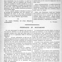 2971 - Page 2832 - Partie scientifique. Travaux originaux. Ce que pratiquement le médecin doit savoir.. de l’utilisation de l’Insuline, comme traitement du fond du diabète, d’après le Professeur F. Rathery. Le mode d’administration de l’insuline varie avec chaque diabétique [G. Fischer] / Psorlasis et histamine [Dr Jacquelin]