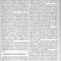 3052 - Page 2911 - Partie professionnelle, Hygiène, Assistance, Mutualité, Intérêts corporatifs, Variétés. Quelles sont les limites et la portée du secret professionnel ?