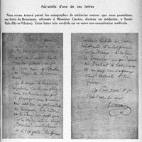 3060 - Page 2919 - Partie professionnelle, Hygiène, Assistance, Mutualité, Intérêts corporatifs, Variétés. L'actualité professionnelle. A propos du Centenaire de Broussais. Fac-simile d’une de ses lettres