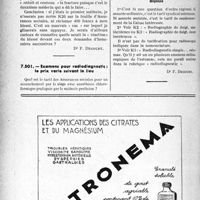 3065 - Page 2924-XL - Correspondance. Application des tarifs d'honoraires. Assurances sociales. Tentative infructueuse de réduction et contention d’une fracture / Examens pour radiodiagnostic : le prix varie suivant le lieu