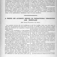 3099 - Page 2956 - Partie scientifique. Travaux originaux. Rayons x et organes génitaux. La possibilité d’angines banales chez les porteurs de germes diphtériques, D’après MM. J. Paraf et P. Boulenger. La clinique jouera toujours un rôle important dans la décision / A propos des accidents nerveux du pneumothorax thérapeutique, leur prophylaxie, par MM. Étienne Bernard et B. Kreis