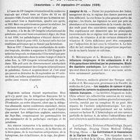 3106 - Page 2963 - Partie scientifique. L’actualité scientifique. Les Congrès. Troisième congrès international de médecine tropicale et du paludisme, (Amsterdam — 24 septembre- 1er octobre 1938)