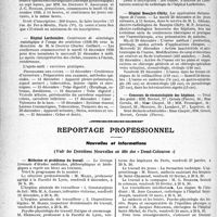 3127 - Page 2984 - Partie professionnelle, Hygiène, Assistance, Mutualité, Intérêts corporatifs, Variétés. Hôpitaux de l'assistance publique de paris. Enseignement, concours, avis divers / Reportage professionnel. Nouvelles et Informations. Médecine et problèmes du travail
