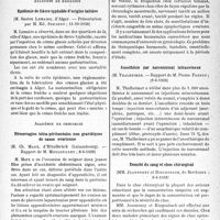 3170 - Page 3025 - Partie scientifique. L'actualité scientifique. Les Sociétés Savantes. Paris. Académie de médecine. Epidémie de fièvre typhoïde d’origine laitière, 11-10-1938 / Académie de chirurgie. Hémorragies intra-péritonéales non gravidiques de cause ovarienne, 8-6-1938 / Anesthésie par narconumal intraveineux, 8-6-1938 / Densité du sang et choc chirurgical, 8-6-1938