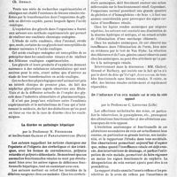 3175 - Page 3030 - Partie scientifique. L'actualité scientifique. Les Congrès. IIe congrès de l'insuffisance rénale, (Evian, 22-24 septembre 1938). Rapports. Nécessité du démembrement de l’insuffisance rénale et de ses tests révélateurs, par le Professeur J. Castaigne / Les lésions rénales de l’oxalémie expérimentale. Les néphrites glycoliques, par les Professeurs M. Chiray, professeur agrégé L. Justin-Besançon et Docteurs J. Dierick et Ch. Debray / La diurèse en pathologie hépatique, par le Professeur N. Fiessinger et les Docteurs Gajdos et Panayatopoulos / L’influence de l’anémie sur les fonctions rénales d’élimination, par MM. Roch, Eric Martin et R. Junet / De l’influence d’un rein malade sur le rein du côté opposé, par le Professeur C. Lepoutre / Insuffisance rénale et glandes endocrines, par le Docteur I. Daniel