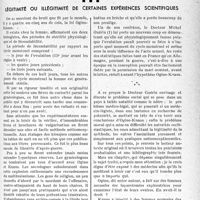 3180 - Page 3035 - Partie professionnelle, Hygiène, Assistance, Mutualité, Intérêts corporatifs, Variétés. Bulletin de l'Actualité. Légitimité ou illégitimité de certaines expériences scientifiques