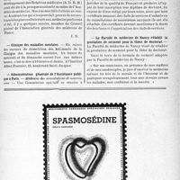 3212 - Page VII-3067 - Dernières nouvelles. Académie de médecine / Clinique des maladies mentales / Administration générale de l’Assistance publique à Paris / La Faculté de médecine de Nancy rétablit la prestation de serment pour la thèse de doctorat
