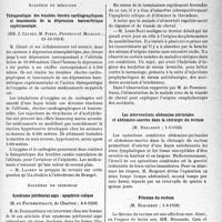 3236 - Page 3091 - Partie scientifique. L'actualité scientifique. Les Sociétés Savantes. Paris. Académie de médecine. Thérapeutique des troubles électro-cardiographiques et tensionnels de la dépression barométrique expérimentale, 25-10-193 8 / Académie de chirurgie. Syndrome péritonéal aigu : apoplexie colique, 8-6-1938 / Les interventions abdomino-périnéales et abdomino-sacrées dans la chirurgie du rectum, 1-6-1938 / Fibrome du rectum, 1-6-1938