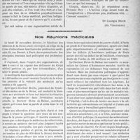 3256 - Page 3111 - Partie professionnelle, Hygiène, Assistance, Mutualité, Intérêts corporatifs, Variétés. Suggestions médicales. Organisation médicale de la région parisienne / Nos Réunions médicales