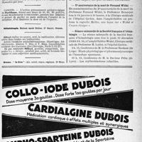 3276 - Page VII-3131 - Renseignements / Dernières nouvelles. Académie de médecine / Xe anniversaire de la mort de Fernand Widal / Séance solennelle de la Société français d’hématologie