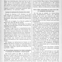 3303 - Page 3158 - Partie scientifique. L'actualité scientifique. La Presse. L’abaissement de la mortalité est-il du principalement à la médecine curative ou à la médecine préventive ? [(Bruxelles-Médical, 18 septembre 1938)] / A propos du traitement des fractures de la rotule [(Gazette des Hôpitaux, 21 septembre 1938)] / Les thérapeutiques physiques des formes prolongées et chroniques du rhumatisme blennorragique [(Revue du Rhumatisme, octobre 1938)] / Stokes Adams paroxystique au cours d’une crise de rhumatisme articulaire aigu [(Lyon Médical, 25 septembre 1938)]