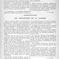 3367 - Page 3222 - Partie scientifique. Travaux originaux. La clinique au gout du jour. De la sidération tensionnelle au cours des maladies infectieuses, D’après le Professeur agrégé A. Dumas. C’est un facteur important pour le pronostic et surtout pour la thérapeutique. Déductions thérapeutiques [G. Fischer] / Les indications de la saignée [P. Lacroix]