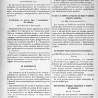 3373 - Page 3228 - Partie scientifique. L’actualité scientifique. Les Congrès. Ier congrès de l’association d’étude des produits alimentaires, (Dieppe, 18-19 novembre 1938). Les « fruits de mer » aliments de premier ordre, par M. R. Neveu / Vente des poissons et filets, par le Docteur Loir / L’utilisation du poisson dans l’alimentation des enfants, par le Docteur J. Brincourt / La trophophylaxie, par P. Lassablière / Sur quelques propriétés biologiques de l’huile d’olive, par MM. Pierre Lassablière et Maurice Uzan / Le lait et le mode de sucrage du lait dans les allergies cutanées infantiles, par MM. Devraigne et Uzan / Le vin dans le régime alimentaire des diabétiques, par MM. Weissenbach, Gilbert Dreyfus et Jacques Lièvre / Toxi-infection d’origine alimentaire et propreté des aliments, par M. Navarre