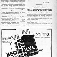 3402 - Page LXV-3257 - Correspondance. Fiscalité. Amortissement en cas d’échange d’automobiles / Assurances sociales. Etablissement d’une convention entre une Caisse et une clinique privée
