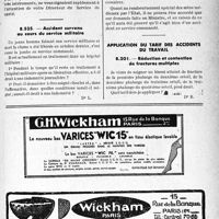 3404 - Page LXVII-3259 - Correspondance. Questions médico-militaires. Promotion au grade de médecin commandant / Accident survenu au cours du service militaire / Application du tarif des accidents du travail. Réduction et contention de fractures multiples