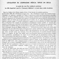 3420 - Page 3275 - Propos du jour. L'évolution du journalisme médical depuis un siècle. Le point de vue d'un médecin praticien Le rôle important que le « Concours Médical » a joué dans cette évolution [J. Noir]