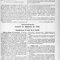 3450 - Page 3305 - Partie professionnelle, Hygiène, Assistance, Mutualité, Intérêts corporatifs, Variétés. Documents officiels. Assurances sociales. Circulaire relative aux tarifs de responsabilité des Caisses primaires de répartition / Faculté de médecine de paris. Enseignement et actes de la Faculté