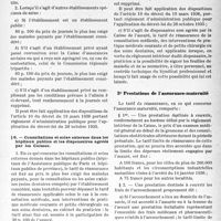 3470 - Page 7 - Tarifs des assurances sociales. I. Tarif limitatif de réassurance des Caisses d’Assurances sociales. B. Tarif établi par l’arrêté ministériel du 7 octobre 1938. 2° Soins à l’hôpital ou à la clinique / 3° Prestations de l’assurance-maternité