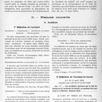 3512 - Page 5 - Accidents du travail. I. — Domaine d’application. B. Cas particuliers / II. Risques couverts. A. Accidents. 1° Définition de l’accident / 2° Définition de l’accident du travail