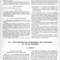 3519 - Page 12 - Accidents du travail. II. Risques couverts. B. Maladies professionnelles. 2° Maladies non protégées / III. Formalité de constatation de l’accident ou de la maladie. A. Accident