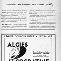 3528 - Page III - Calendrier des Congrès pour l’année 1939