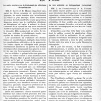 0028 - Page 25 - Partie scientifique. L'actualité scientifique. La presse. Les ondes courtes dans le traitement des affections rhumatismales [(Gaz. Méd. de France, 1er novembre 1938.)] / La voie artérielle en thérapeutique chirurgicale [(Gazette des Hôpitaux, 30 novembre 1938.)]
