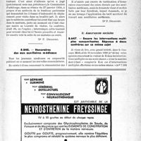 0054 - Page LVII-51 - Correspondance. Application des tarifs d’honoraires. a) Accidents du travail. Précision à propos de la visite de contrôle / Honoraires dus aux auxiliaires médicaux / b) Assurances sociales. Encore les interventions multiples concomitantes. Réponse à deux confrères sur ce même sujet