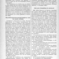 0089 - Page 86 - Partie scientifique. L’actualité scientifique. La Presse. Les conditions thérapeutiques indispensables à l’amélioration du diabète infantile / Des accidents graves de la ponction lombaire au cours des tumeurs cérébrales [(Toulouse Médical, 1er novembre 1938.)] / Ictère grave hémopathique du nouveau-né [(Paris Médical, 5 novembre 1938.)]