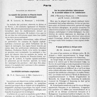 0090 - Page 87 - Partie scientifique. L’actualité scientifique. Les Sociétés Savantes. Paris. Académie de médecine. La maladie des porchers en Franche-Comté. Inconstance de la méningite, (6-12-1938) / Les débilités surrénales congénitales, (6-12-1938) / Sur les primo-infections tuberculeuses de la seconde enfance et de l’adolescence, (6-12-1938) / Voyage médical en Afrique noire, (6-12-1938)