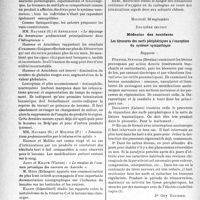 0113 - Page 110 - Partie professionnelle. L'actualité professionnelle. VIIIe congrès international de la médecine du travail, (Francfort-sur-le-Main, 26 au 30 septembre 1938). Maladies professionnelles. Les lésions provoquées par les solvants industriels. III. — Vigllani (Turin) : Clinique des intoxications dues aux solvants de la série aromatique / Médecine des accidents. Les blessures des nerfs périphériques à l’exception du système sympathique