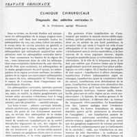 0142 - Page 139 - Partie scientifique. Travaux originaux. Clinique chirurgicale. diagnostic des adénites cervicales, M. le Professeur agrégé Wilmoth