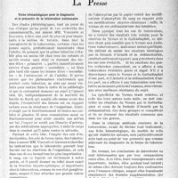 0154 - Page 151 - Partie scientifique. L’actualité scientifique. La Presse. Fiche hématologique pour le diagnostic et le pronostic de la tuberculose pulmonaire [(Le Bulletin Médical, 3 septembre 1938.)] / Sur l’intrication, en clinique, des diverses manifestations de la tuberculose [(Paris Médical, 12 novembre 1938.)]