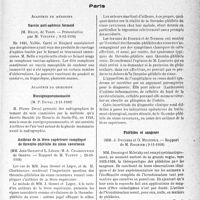 0156 - Page 153 - Partie scientifique. L’actualité scientifique. Les Sociétés Savantes. Paris. Académie de médecine. Vaccin anti-aphteux formolé, (6-12-1938) / Académie de chirurgie. Roentgenpneumomastie, (2-11-1938) / Anthrax de la lèvre supérieure compliqué de thrombo-phlébite du sinus caverneux, (26-10-1938) / Phlébites et sangsues, (9-11-1938)