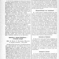 0157 - Page 154 - Partie scientifique. L’actualité scientifique. Les Sociétés Savantes. Paris. Société médicale des hôpitaux de Paris. Tuberculose millaire chronique épisodique, (21-10-1938) / Septicémie à « bacillus funduliformis » d’évolution suraiguë, (28-10-1938) / Société de médecine de Paris, Séance du 7 octobre 1938. Prophylaxie post-opératoire des cancers du sein / Histaminothérapie des rhumatismes / Ionisation à l’histamine / Histamine et urticaire