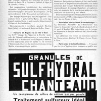 0201 - Page 198-VIII - Dernières nouvelles. Congrès des brucelloses / Vacances de Pâques sur la Côte d’Azur / Association internationale de cosmobiologie / Parti social de la Santé publique